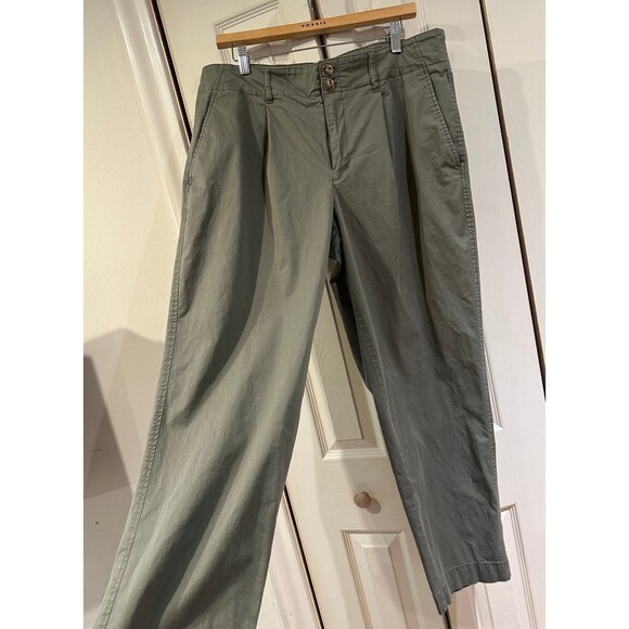 A New Day Olive Green High Rise Pleated Chino Pants Stretch Cotton Lyocell 14 - Picture 4 of 12